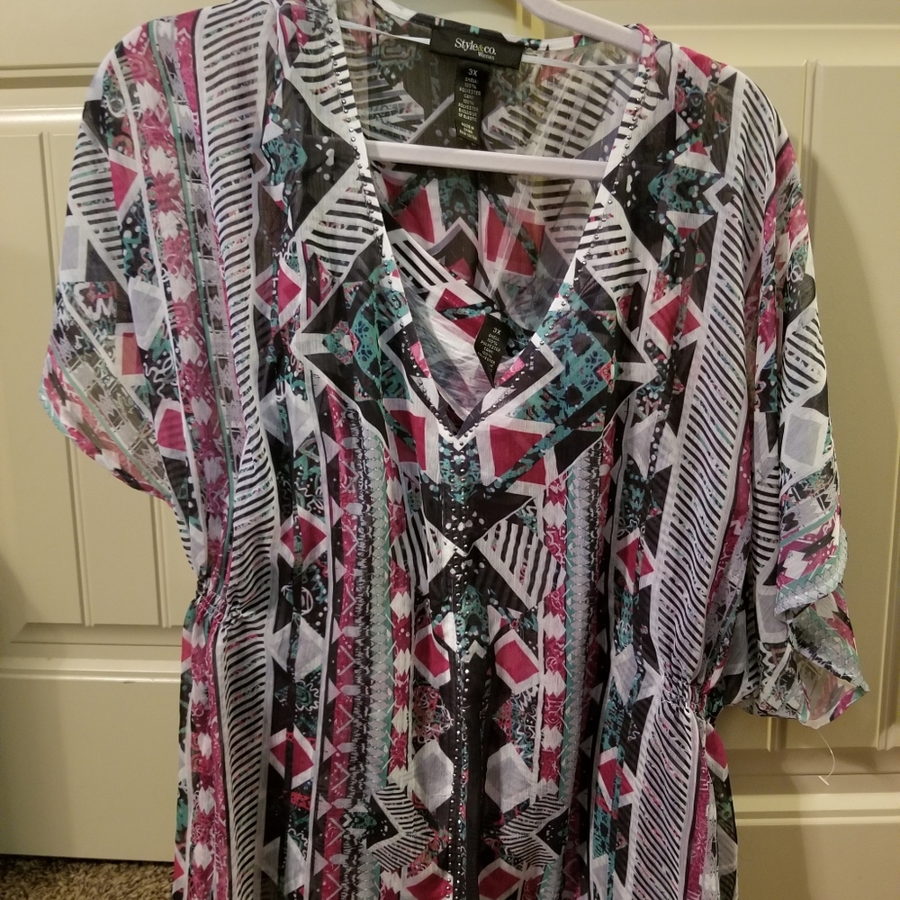 Multi-colored shirt with tank under